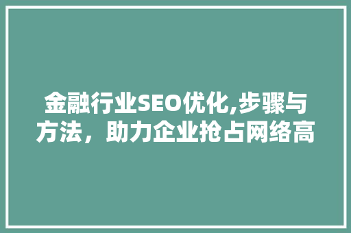 金融行业SEO优化,步骤与方法，助力企业抢占网络高地 GoogleSEO