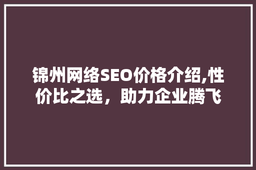 锦州网络SEO价格介绍,性价比之选，助力企业腾飞 GoogleSEO