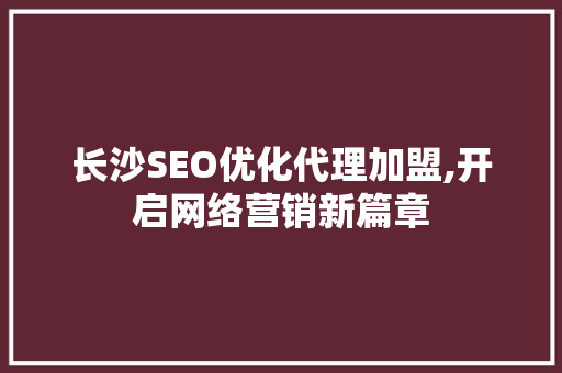 长沙SEO优化代理加盟,开启网络营销新篇章 必应SEO