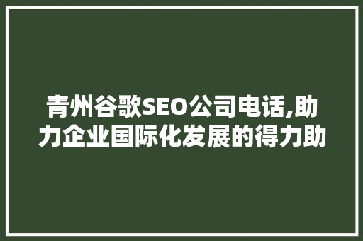 青州谷歌SEO公司电话,助力企业国际化发展的得力助手