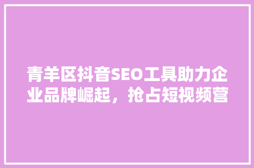 青羊区抖音SEO工具助力企业品牌崛起，抢占短视频营销高地 必应SEO