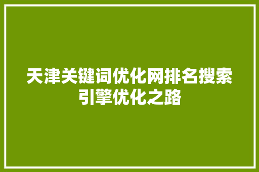 天津关键词优化网排名搜索引擎优化之路 GoogleSEO