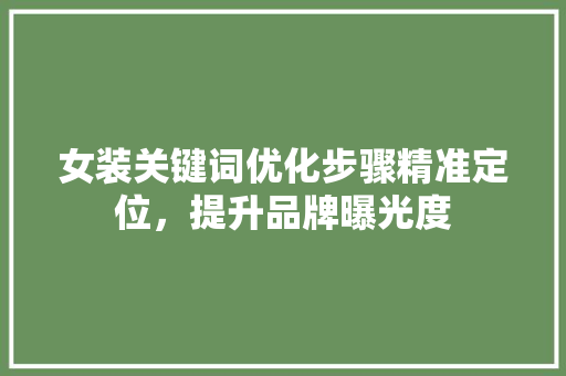 女装关键词优化步骤精准定位，提升品牌曝光度 搜狗SEO