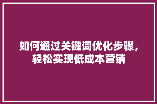 如何通过关键词优化步骤，轻松实现低成本营销