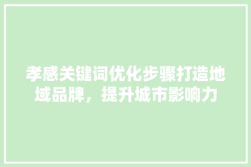 孝感关键词优化步骤打造地域品牌，提升城市影响力 搜狗SEO