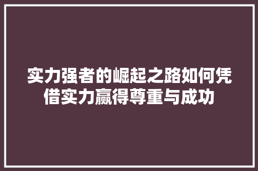 实力强者的崛起之路如何凭借实力赢得尊重与成功 百度SEO