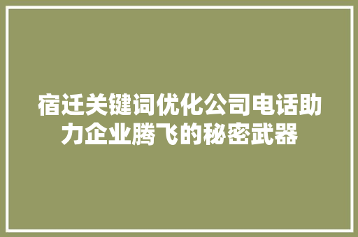 宿迁关键词优化公司电话助力企业腾飞的秘密武器 搜狗SEO