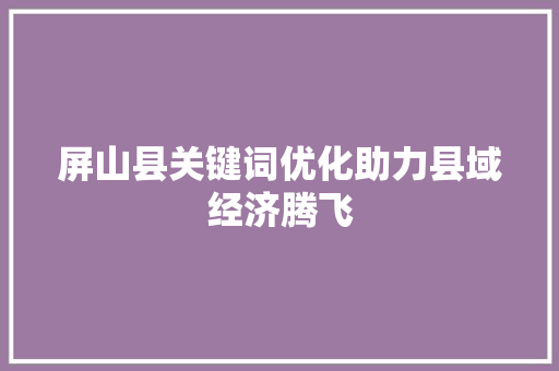 屏山县关键词优化助力县域经济腾飞 百度SEO