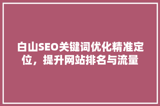 白山SEO关键词优化精准定位，提升网站排名与流量 神马SEO