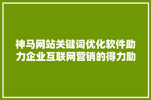 神马网站关键词优化软件助力企业互联网营销的得力助手 GoogleSEO