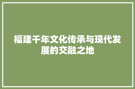 福建千年文化传承与现代发展的交融之地 百度SEO