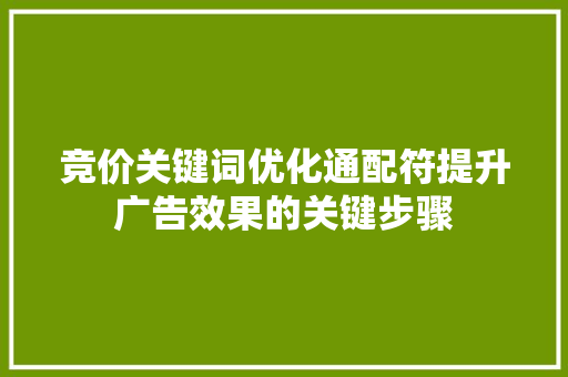 竞价关键词优化通配符提升广告效果的关键步骤 百度SEO