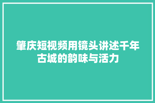 肇庆短视频用镜头讲述千年古城的韵味与活力 搜狗SEO