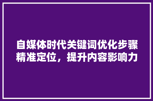 自媒体时代关键词优化步骤精准定位，提升内容影响力 神马SEO