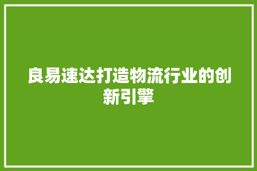 良易速达打造物流行业的创新引擎 神马SEO