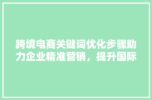 跨境电商关键词优化步骤助力企业精准营销，提升国际竞争力 必应SEO