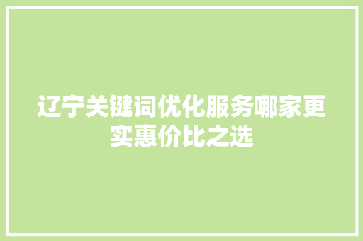 辽宁关键词优化服务哪家更实惠价比之选