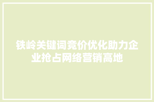铁岭关键词竞价优化助力企业抢占网络营销高地 GoogleSEO