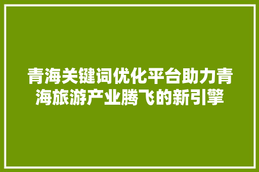 青海关键词优化平台助力青海旅游产业腾飞的新引擎 必应SEO