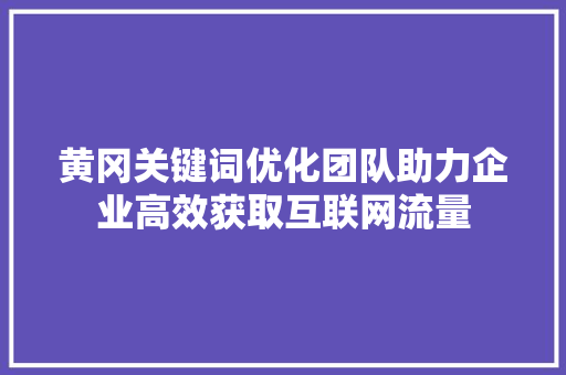 黄冈关键词优化团队助力企业高效获取互联网流量 百度SEO