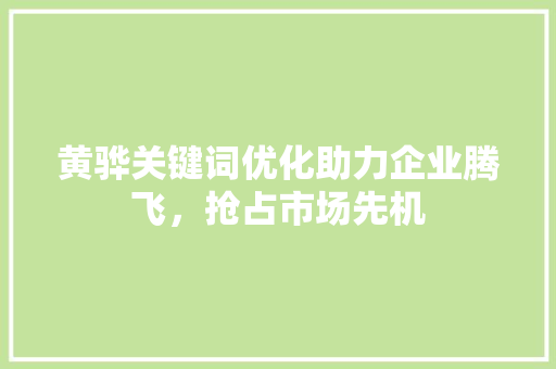 黄骅关键词优化助力企业腾飞，抢占市场先机 搜狗SEO