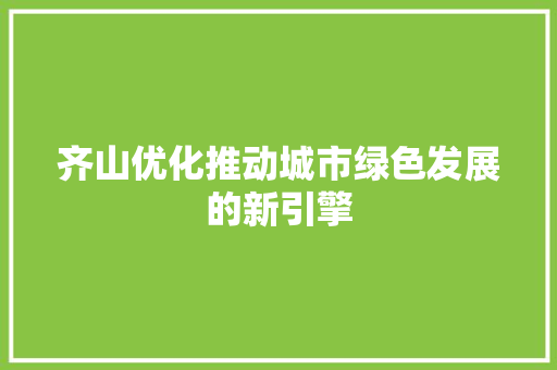 齐山优化推动城市绿色发展的新引擎 必应SEO