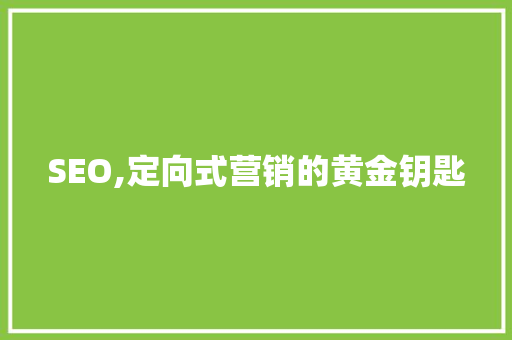 SEO,定向式营销的黄金钥匙