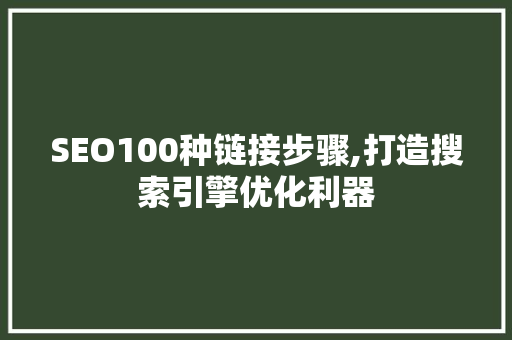 SEO100种链接步骤,打造搜索引擎优化利器 GoogleSEO