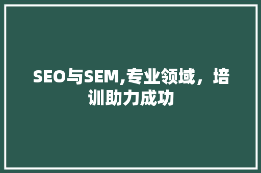 SEO与SEM,专业领域，培训助力成功