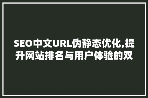 SEO中文URL伪静态优化,提升网站排名与用户体验的双重步骤 神马SEO