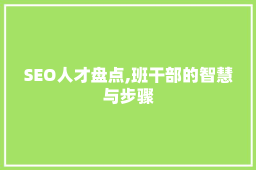 SEO人才盘点,班干部的智慧与步骤 GoogleSEO