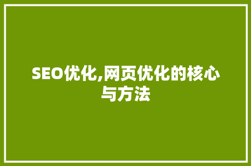 SEO优化,网页优化的核心与方法 神马SEO