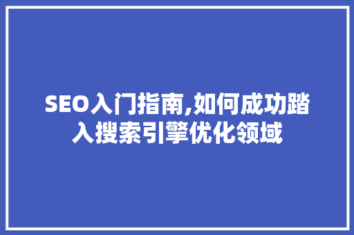 SEO入门指南,如何成功踏入搜索引擎优化领域 百度SEO