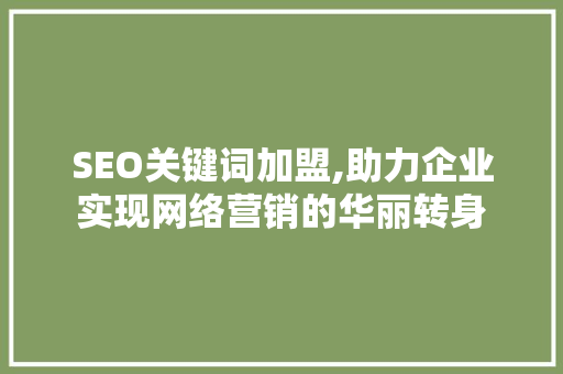 SEO关键词加盟,助力企业实现网络营销的华丽转身 百度SEO