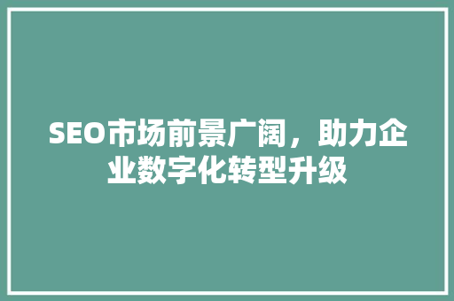 SEO市场前景广阔，助力企业数字化转型升级 百度SEO