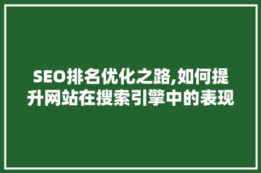 SEO排名优化之路,如何提升网站在搜索引擎中的表现