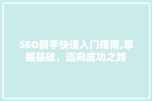 SEO新手快速入门指南,掌握基础，迈向成功之路 百度SEO