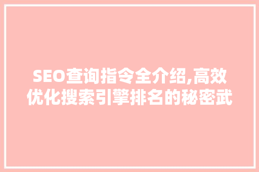 SEO查询指令全介绍,高效优化搜索引擎排名的秘密武器 必应SEO