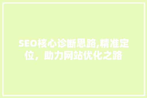 SEO核心诊断思路,精准定位，助力网站优化之路 神马SEO