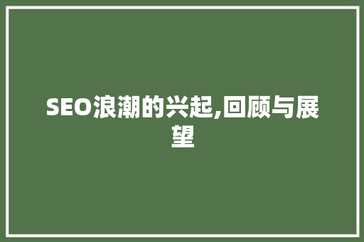 SEO浪潮的兴起,回顾与展望 搜狗SEO