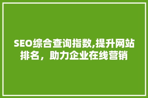SEO综合查询指数,提升网站排名，助力企业在线营销 GoogleSEO