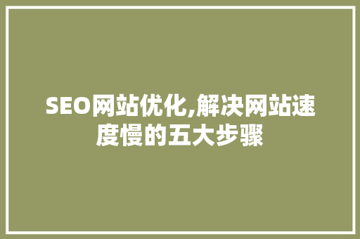 SEO网站优化,解决网站速度慢的五大步骤 百度SEO