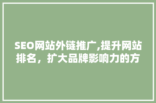 SEO网站外链推广,提升网站排名，扩大品牌影响力的方法 百度SEO
