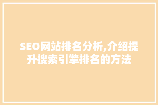 SEO网站排名分析,介绍提升搜索引擎排名的方法