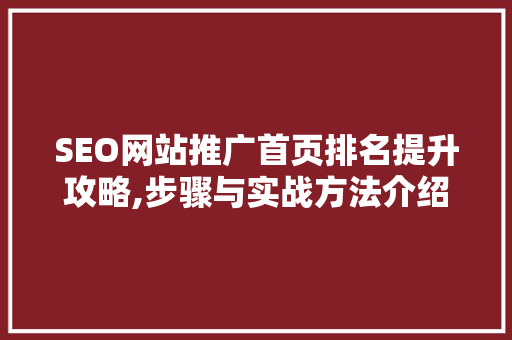 SEO网站推广首页排名提升攻略,步骤与实战方法介绍 必应SEO