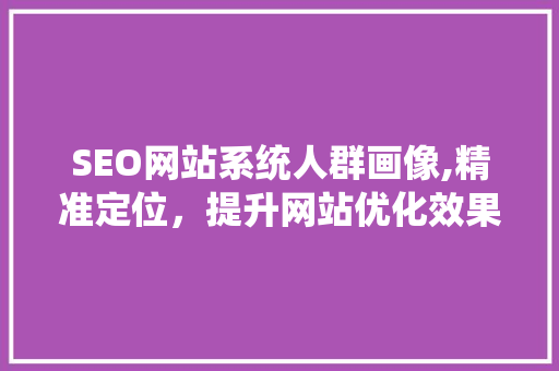 SEO网站系统人群画像,精准定位，提升网站优化效果