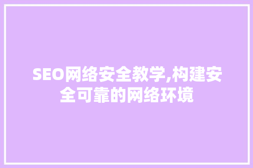 SEO网络安全教学,构建安全可靠的网络环境 百度SEO