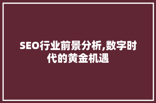SEO行业前景分析,数字时代的黄金机遇 百度SEO