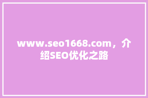 www.seo1668.com，介绍SEO优化之路