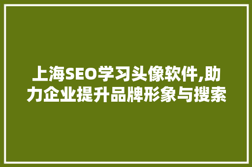 上海SEO学习头像软件,助力企业提升品牌形象与搜索引擎排名 GoogleSEO